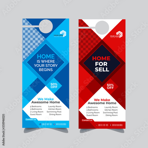 modern Door hanger and Real Estate Door Hanger mockup Door hanger template,