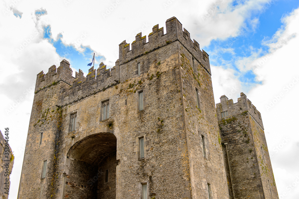Bunratty Castle (Castle at the Mouth of the Ratty), a 15th century tower house in County Clare, Ireland. National Monument of Ireland