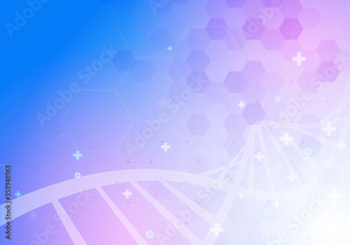 DNA spiral molecule. Abstract polygonal wireframe DNA molecule helix spiral. Medical science, genetic biotechnology, chemistry biology, gene cell concept vector design.