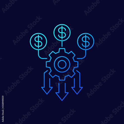 cash flow optimization, money management line icon