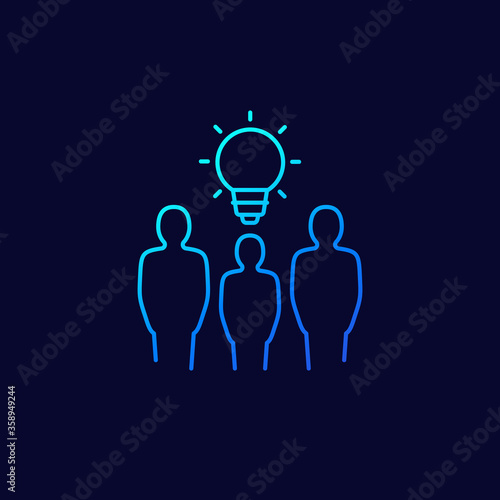 people with ideas line icon, vector