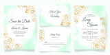 watercolor wedding invitation card template set with floral decoration