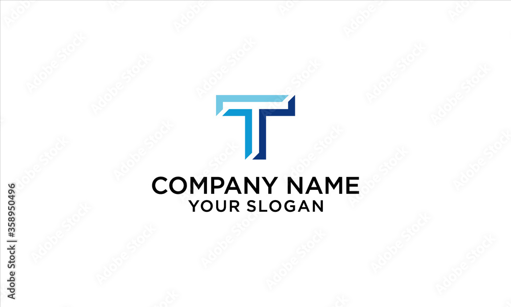 combination line and T logo design combination line and T logo design