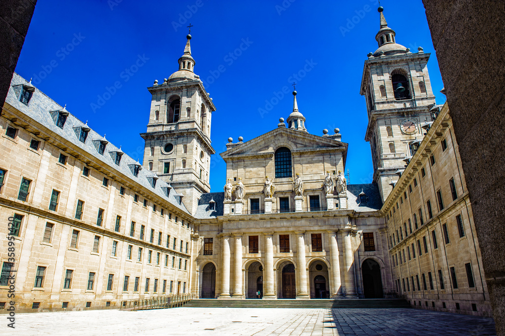 It's Royal Seat of San Lorenzo de El Escorial, an historical residence of the King of Spain, in the town of San Lorenzo de El Escorial, northwest of the capital, Madrid, in Spain.