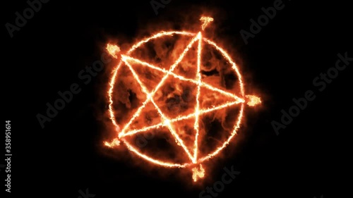 Burning Pentacle symbol in a circle. Fire animation pentagram symbol talisman pentacle esoteric pentagram. Pentacle red neon star amulet satanic pentagram amulet talisman. Esoteric talisman