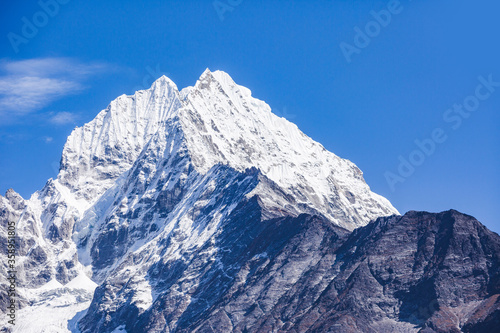 Mount Thamserku. View from Namche Bazar Village  Nepal