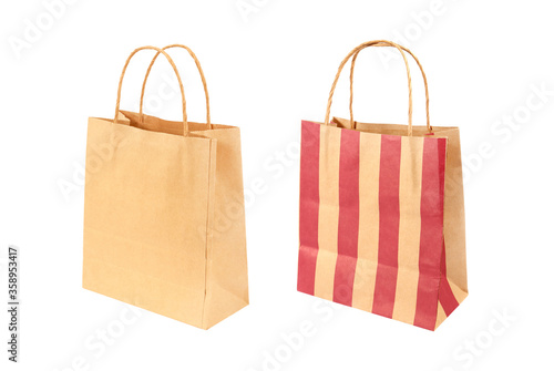 Two Paper shopping bag isolated on white background with clipping path.