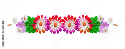 Flowers made of colorful paper  used for decoration isolated on white