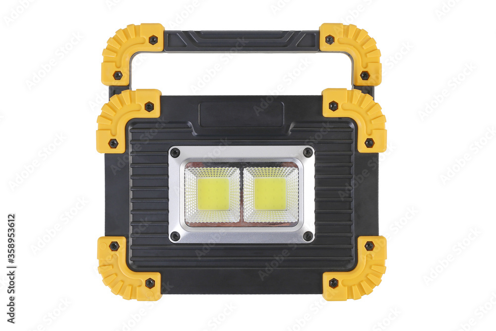 Fototapeta premium Front view of mobile LED sport light isolated on white background with clipping path included.
