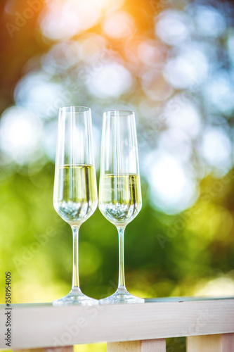 Two romantic glasses of sparkling champagne