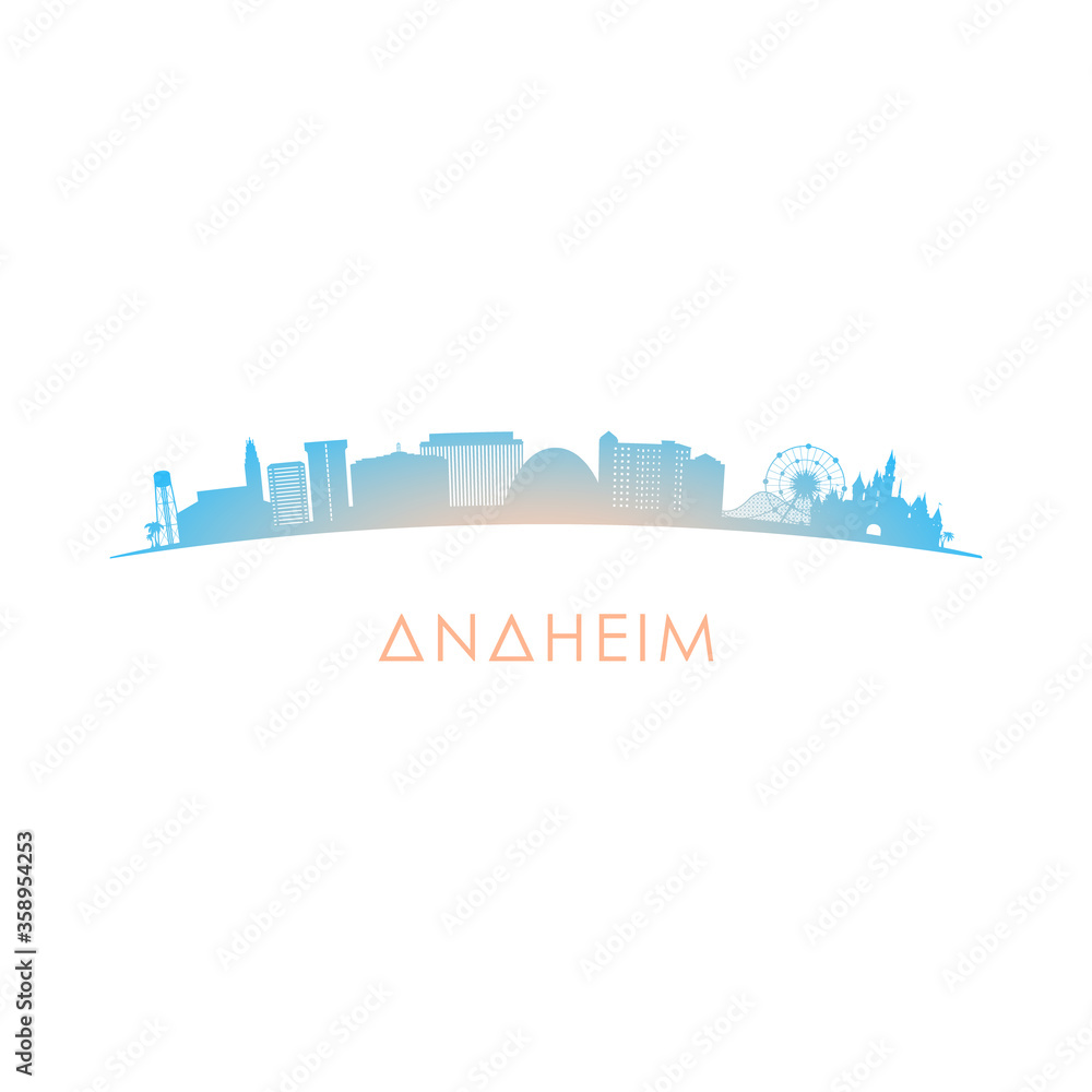Anaheim skyline silhouette. Vector design colorful illustration.