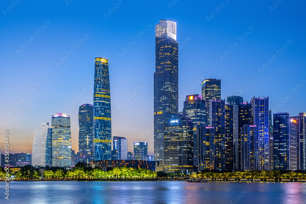 Obraz premium Night view of Zhujiang New Town, Guangzhou, China