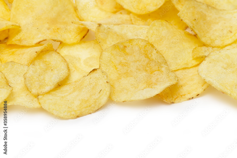 fried potato chips on a white background