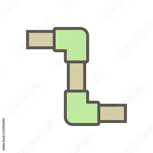 Decorative PVC line pipe cover vector icon. Also called decorative duct, cover guard, tube cover or connecting fitting. Part for air conditioner hvac system to hide refrigeration pipe on external wall