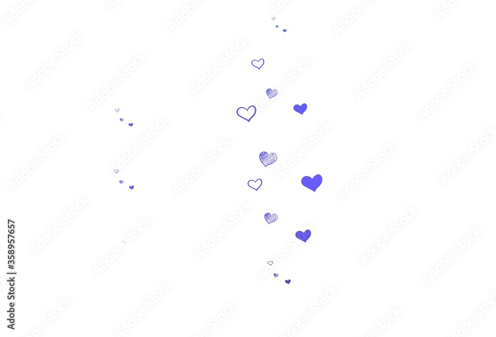 Light Purple vector template with doodle hearts. Light Purple vector template with doodle hearts.