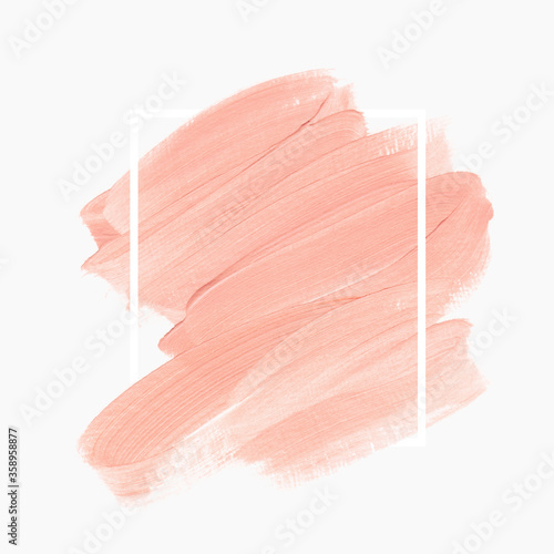 Logo peach brush paint acrylic background vector. Perfect design for beauty poster.