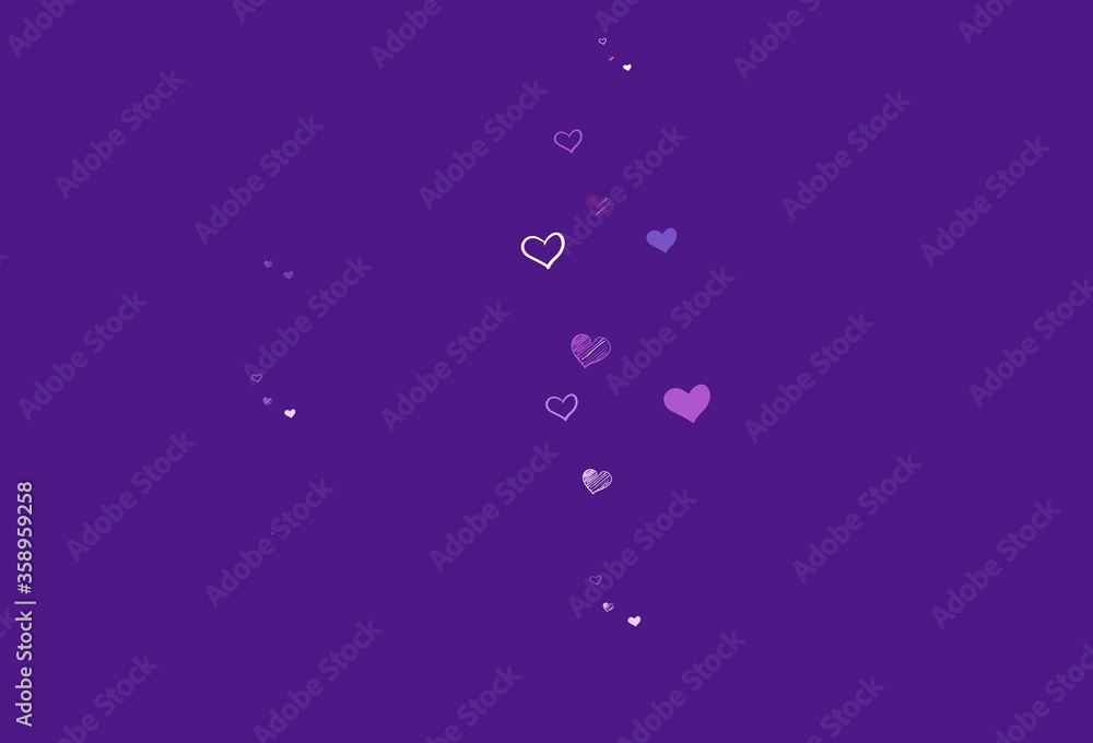 Light Purple, Pink vector background with hearts.