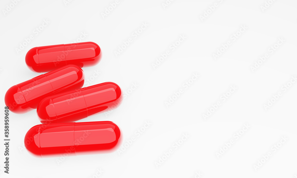 3D red pills isolated on white 3D red pills isolated on white