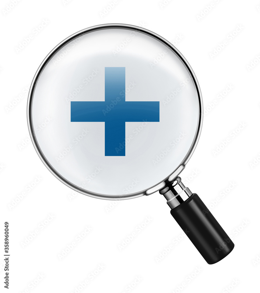magnifying glass with plus sign on white background magnifying glass with plus sign on white background