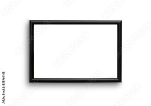 black rectangular 2x3 frame hanging on the wall isolated