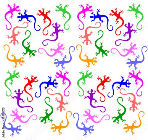 Satz nahtloser Gecko-Muster – Vektor Illustration