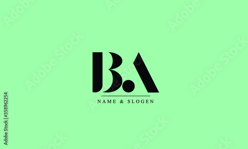 BA AB abstract vector logo monogram template