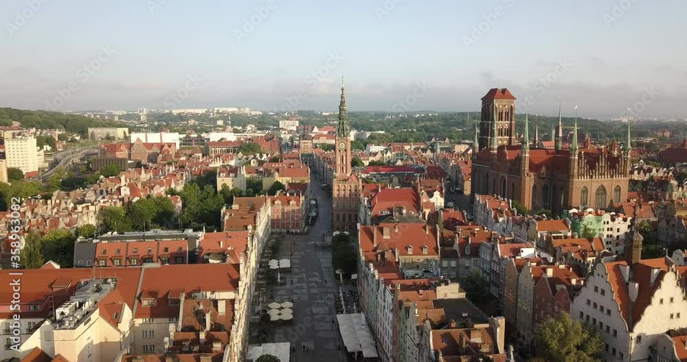 City of Gdańsk. Long Market. View from the drone. City of Gdańsk. Long Market. View from the drone.