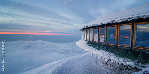 Meteorological station on Sniezka Mountain in Giant Mountains, Poland photo