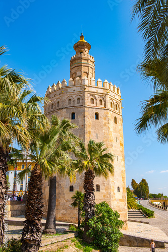 It s Torre de Oro  Golden Tower   a dodecagonal military watchtower in Seville  Spain