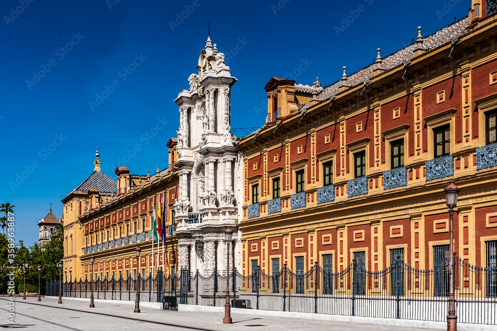 It's San Telmo Palace, Seville, Spain. Seat of the presidency of the Andalusian Autonomous Government.
