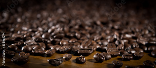 Coffee beans background view from above banner resolution