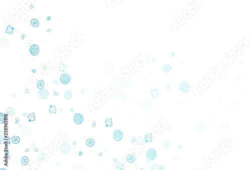 Light BLUE vector background with tasty food.