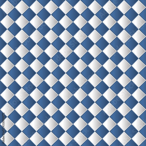 Geometric chessboard seamless pattern background in blue color