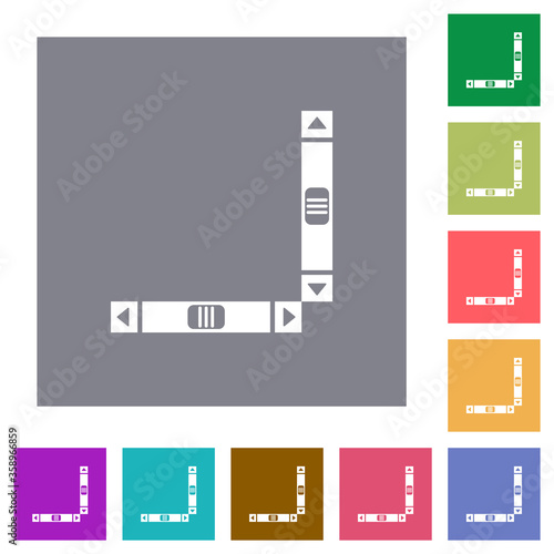 Vertical and horizontal scroll bars square flat icons