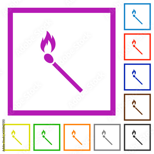 Matchstick flat framed icons