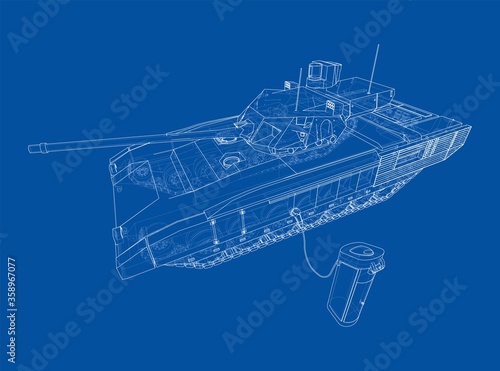 Electric Tank Charging Station Sketch. Vector
