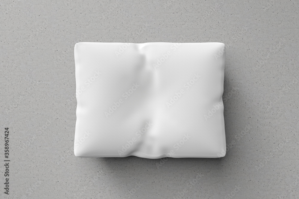 White pillow or pillowcase on floor background with blank template. Pillow mockup for design. 3D rendering. White pillow or pillowcase on floor background with blank template. Pillow mockup for design. 3D rendering.