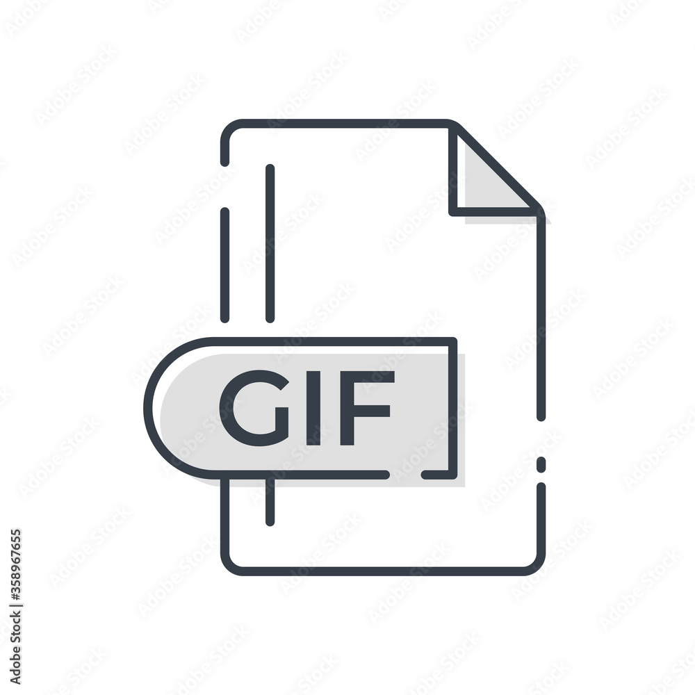 GIF File Format Icon. GIF extension line icon. GIF File Format Icon. GIF extension line icon.
