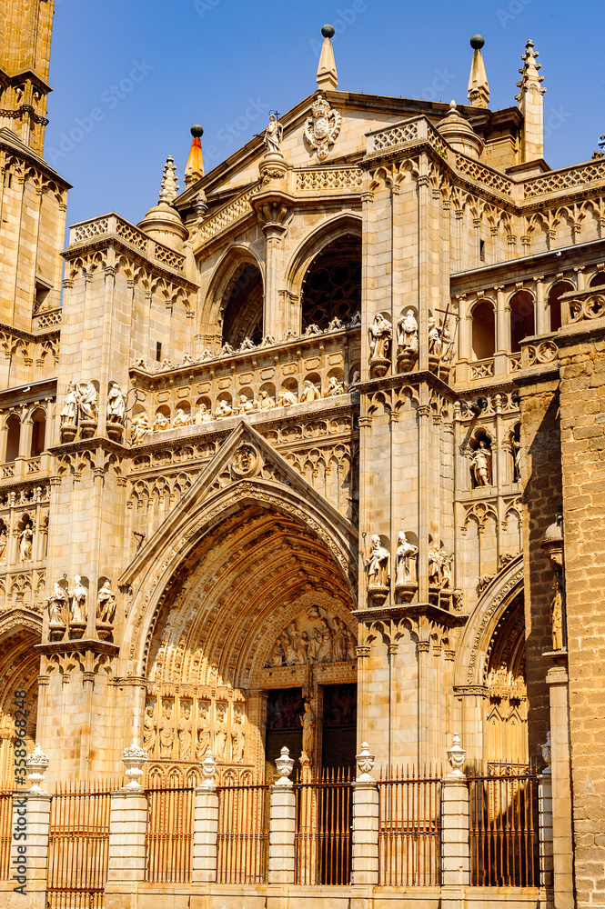 Facade of the Primate Cathedral of Saint Mary of Toledo, Spain