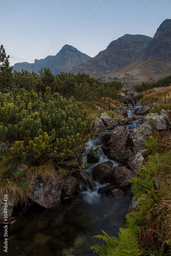 Mountain stream and small cascade in Tatras