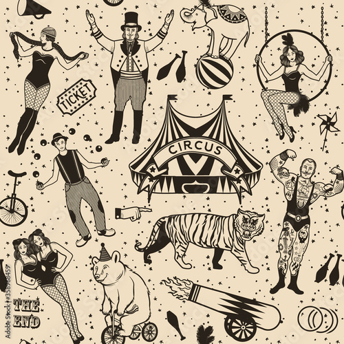 Circus set. Illustration of circus stars.