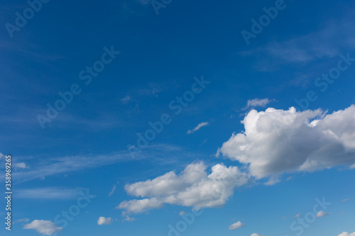 Gray clouds on blue sky background.