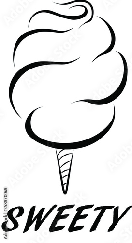 Candy cotton , food ,sweet, tasty vector isolated design elements on white background. Concept for logo, print, cards, menu
