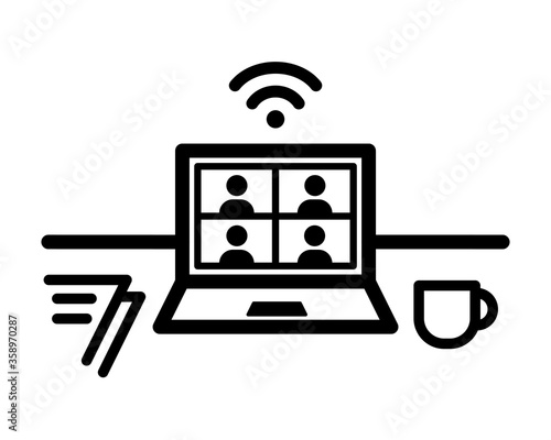 在宅・テレワークのアイコン／イラスト／リモートワーク