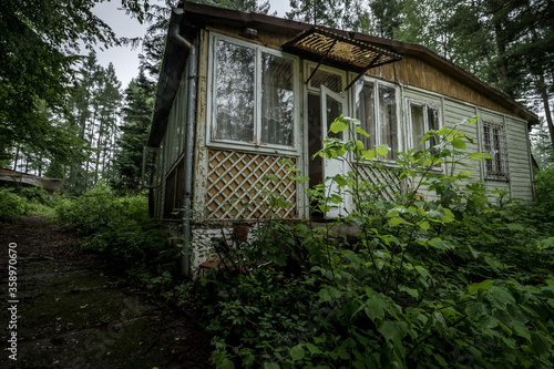 Cottages in an abandoned resort in the middle of the forest