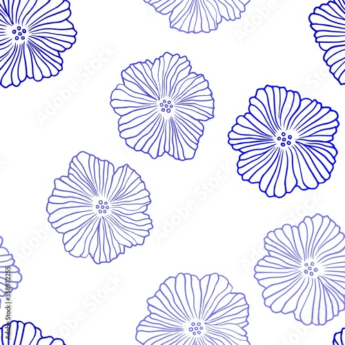 Light BLUE vector seamless doodle pattern with flowers. Colorful illustration in doodle style with flowers. Design for textile  fabric  wallpapers.