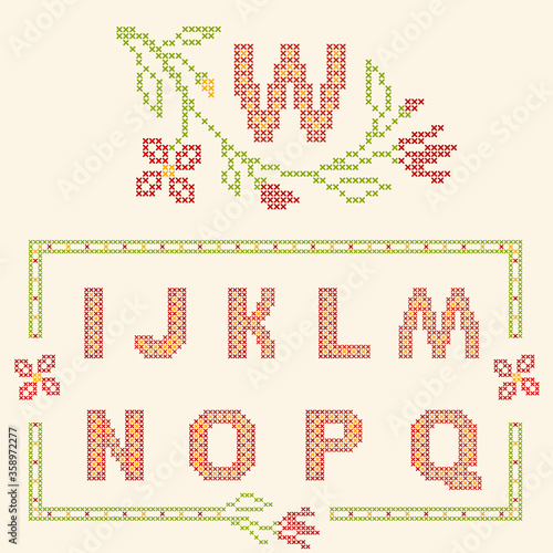 Cross-stitch embroidery in Ukrainian style