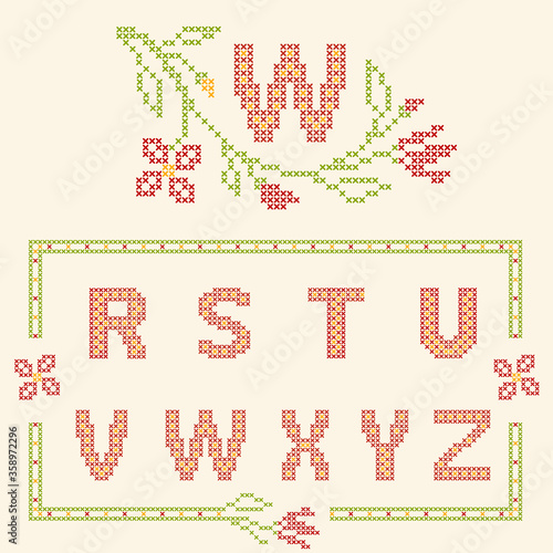 Cross-stitch embroidery in Ukrainian style