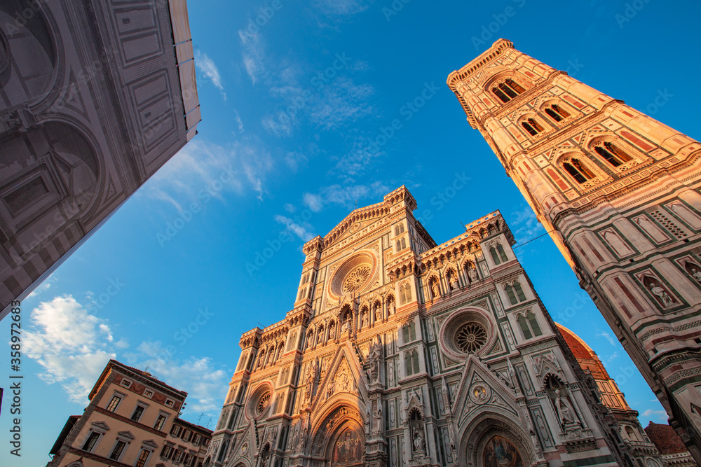 Sunset view of cathedral of santa maria del fiore in florence italy