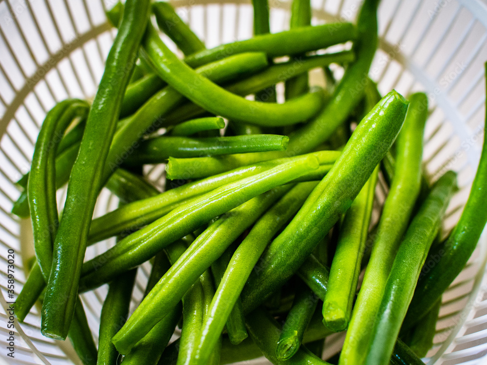 Green beans in pot